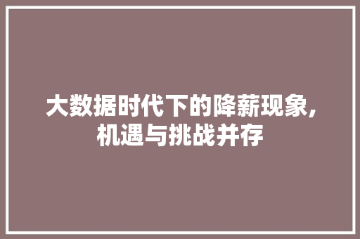 大数据时代下的降薪现象,机遇与挑战并存