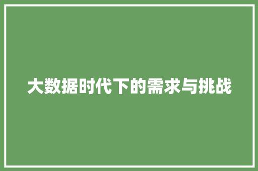大数据时代下的需求与挑战