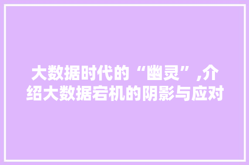 大数据时代的“幽灵”,介绍大数据宕机的阴影与应对之路
