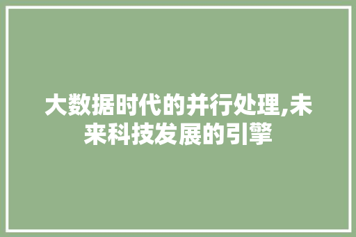大数据时代的并行处理,未来科技发展的引擎