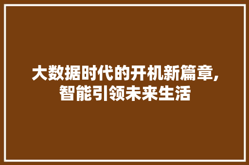 大数据时代的开机新篇章,智能引领未来生活