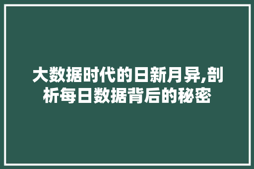 大数据时代的日新月异,剖析每日数据背后的秘密