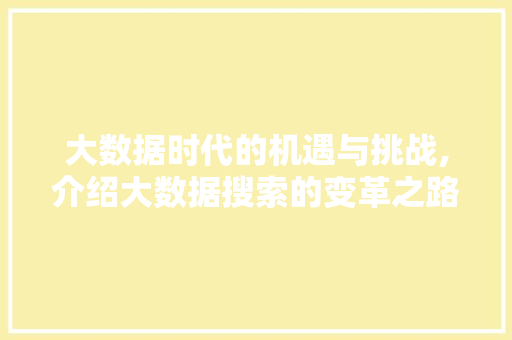 大数据时代的机遇与挑战,介绍大数据搜索的变革之路