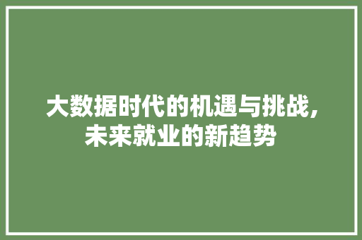 大数据时代的机遇与挑战,未来就业的新趋势