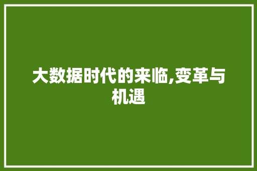 大数据时代的来临,变革与机遇