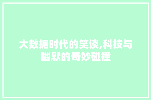 大数据时代的笑谈,科技与幽默的奇妙碰撞