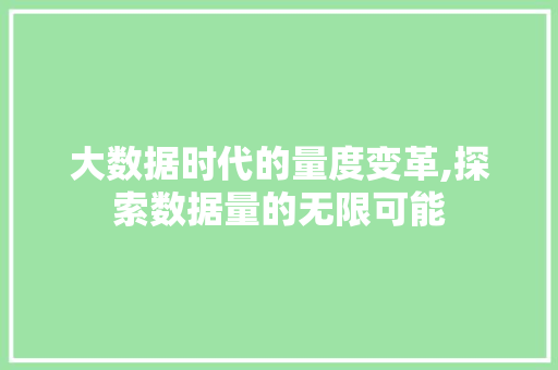 大数据时代的量度变革,探索数据量的无限可能