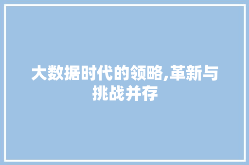 大数据时代的领略,革新与挑战并存