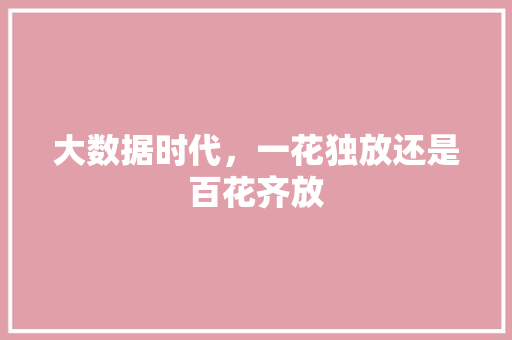 大数据时代，一花独放还是百花齐放