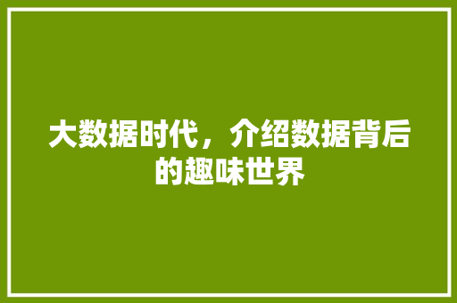 大数据时代，介绍数据背后的趣味世界