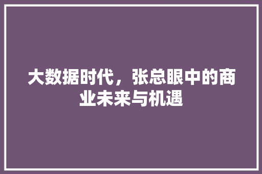 大数据时代，张总眼中的商业未来与机遇