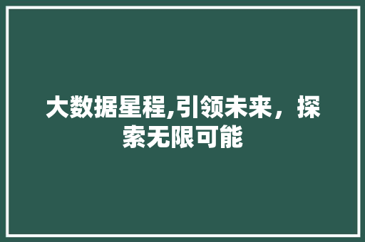 大数据星程,引领未来，探索无限可能