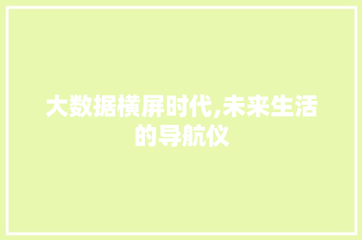 大数据横屏时代,未来生活的导航仪