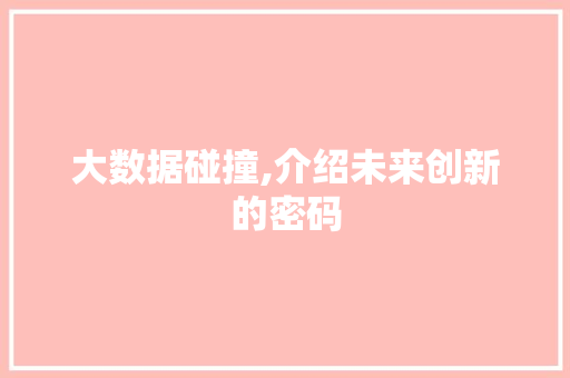 大数据碰撞,介绍未来创新的密码
