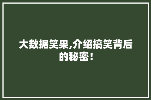 大数据笑果,介绍搞笑背后的秘密！