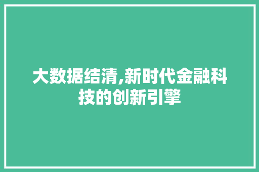大数据结清,新时代金融科技的创新引擎