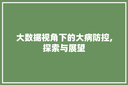 大数据视角下的大病防控,探索与展望