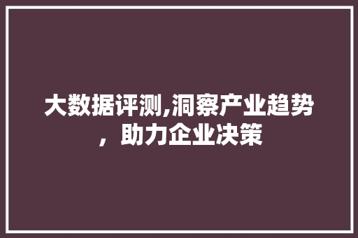 大数据评测,洞察产业趋势，助力企业决策