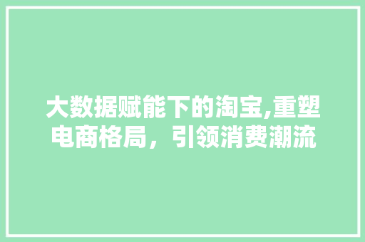 大数据赋能下的淘宝,重塑电商格局，引领消费潮流