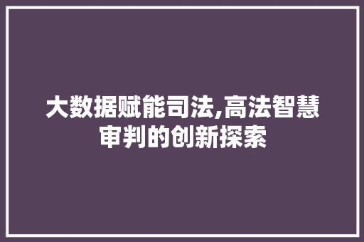 大数据赋能司法,高法智慧审判的创新探索