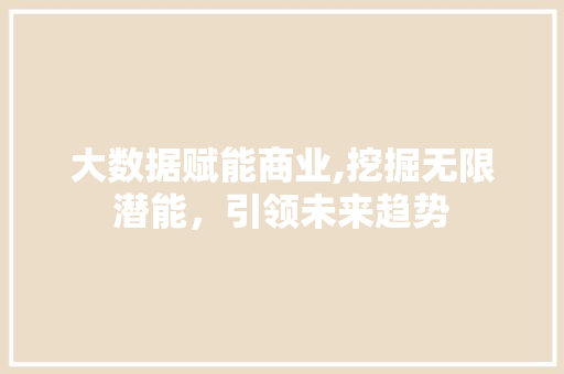 大数据赋能商业,挖掘无限潜能，引领未来趋势