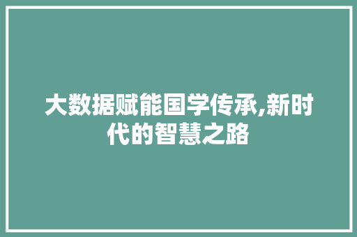 大数据赋能国学传承,新时代的智慧之路
