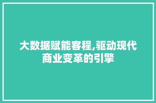 大数据赋能客程,驱动现代商业变革的引擎