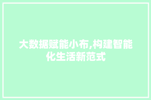 大数据赋能小布,构建智能化生活新范式