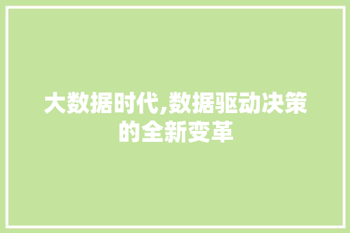 大数据时代,数据驱动决策的全新变革