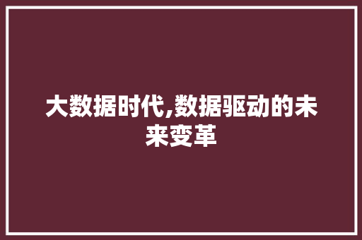 大数据时代,数据驱动的未来变革