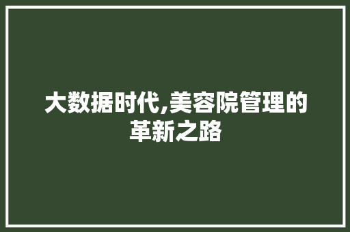 大数据时代,美容院管理的革新之路