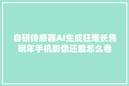 自研传感器AI生成狂堆长焦明年手机影像还能怎么卷