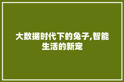 大数据时代下的兔子,智能生活的新宠