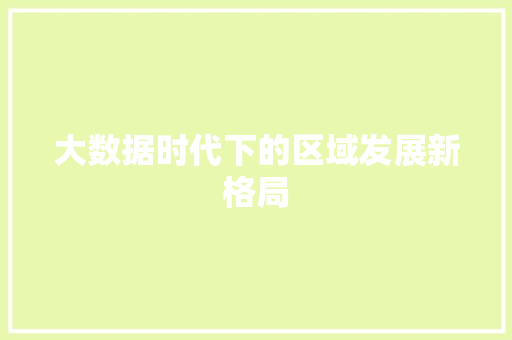大数据时代下的区域发展新格局