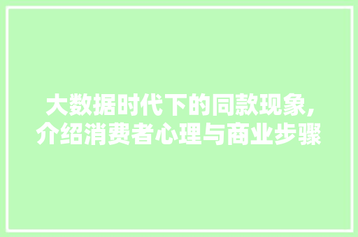 大数据时代下的同款现象,介绍消费者心理与商业步骤