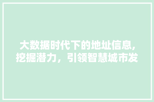 大数据时代下的地址信息,挖掘潜力，引领智慧城市发展