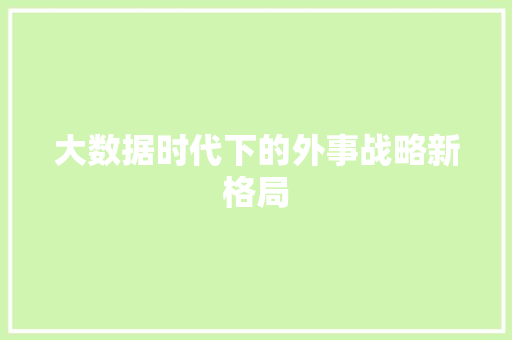 大数据时代下的外事战略新格局