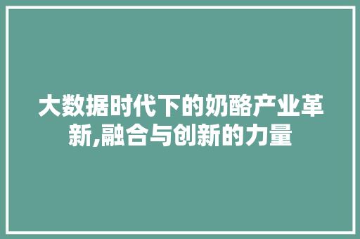 大数据时代下的奶酪产业革新,融合与创新的力量