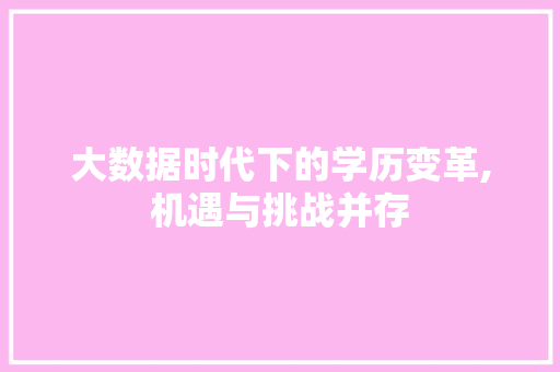 大数据时代下的学历变革,机遇与挑战并存