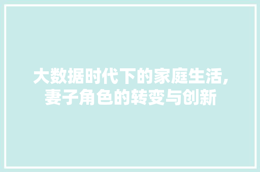 大数据时代下的家庭生活,妻子角色的转变与创新