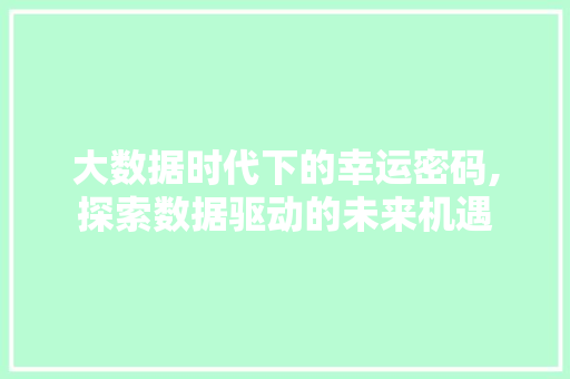 大数据时代下的幸运密码,探索数据驱动的未来机遇