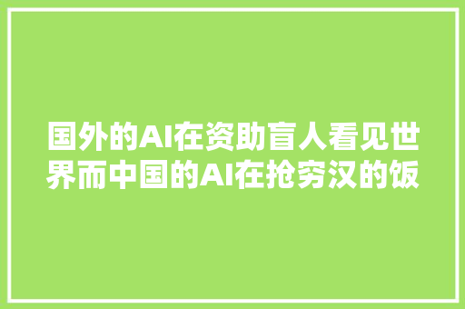 国外的AI在资助盲人看见世界而中国的AI在抢穷汉的饭碗