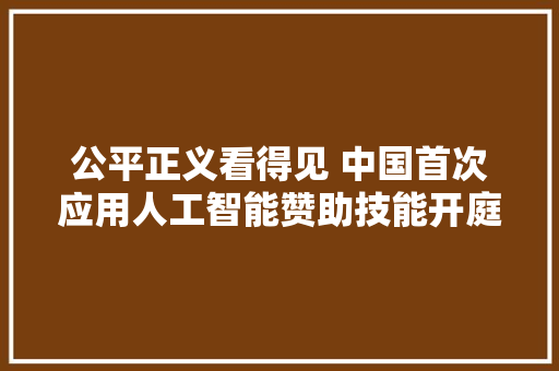 公平正义看得见 中国首次应用人工智能赞助技能开庭审案