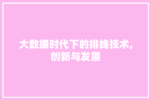 大数据时代下的排线技术,创新与发展