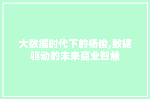 大数据时代下的杨俊,数据驱动的未来商业智慧