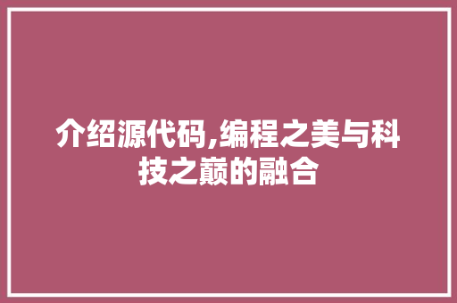 介绍源代码,编程之美与科技之巅的融合
