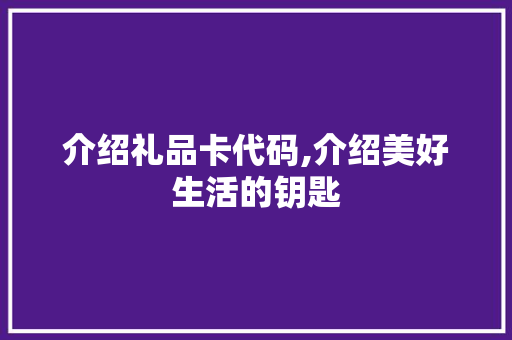 介绍礼品卡代码,介绍美好生活的钥匙