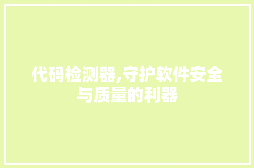 代码检测器,守护软件安全与质量的利器