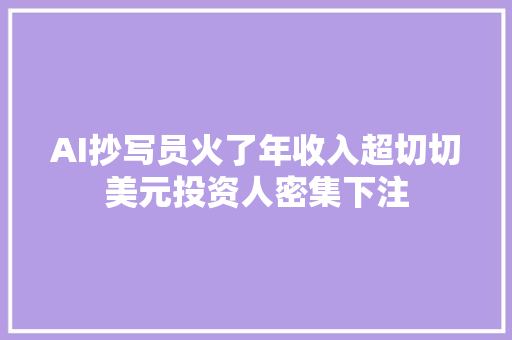 AI抄写员火了年收入超切切美元投资人密集下注