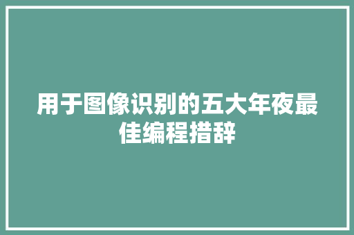 用于图像识别的五大年夜最佳编程措辞